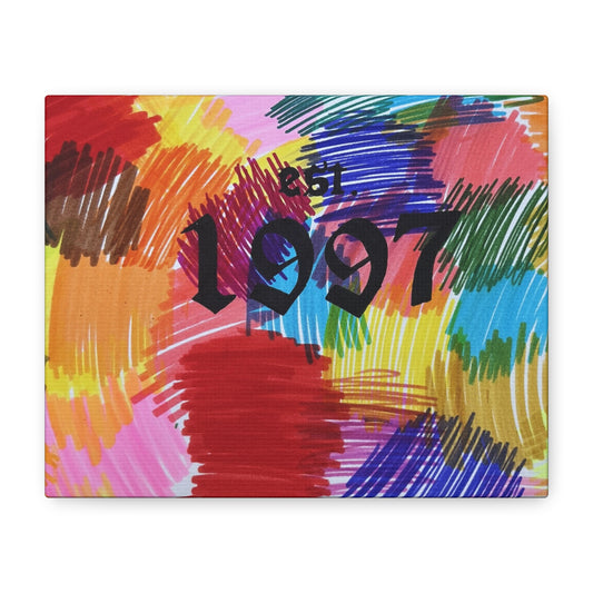 1997 Color Burst Canvas Print — Retro Year Wall Art